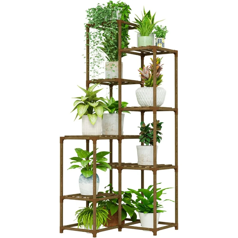 

Bamworld 54.7" Tall Plant Stand Indoor Outdoor Corner Large Plant Shelves Wood Plant Holder for Living Corner Stands Room