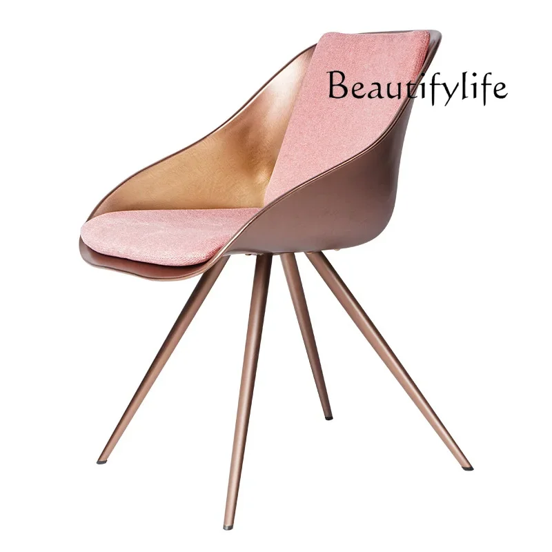 

Stainless steel dining chair light luxury household European chair backrest Nordic advanced creative wrought iron makeup chair