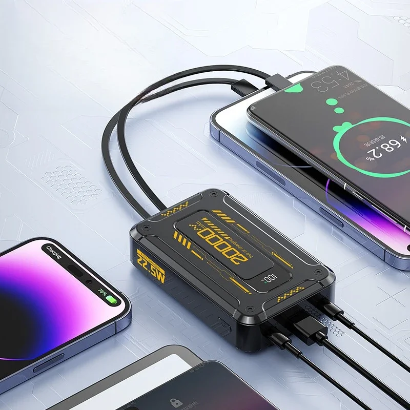 22.5W Creative Self-contained Cable Gallium Nitride Power Bank 20000mAh Mobile Power Supply
