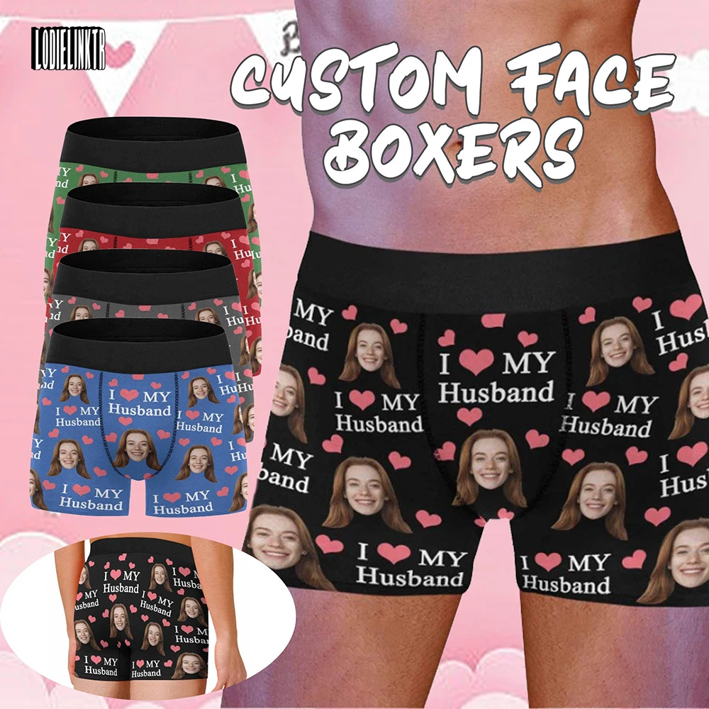 Custom Boxers Valentine's Day Gifts For Boyfriends/Husband/Men Custom Boxer Briefs With Face Picture Anniversary Gifts