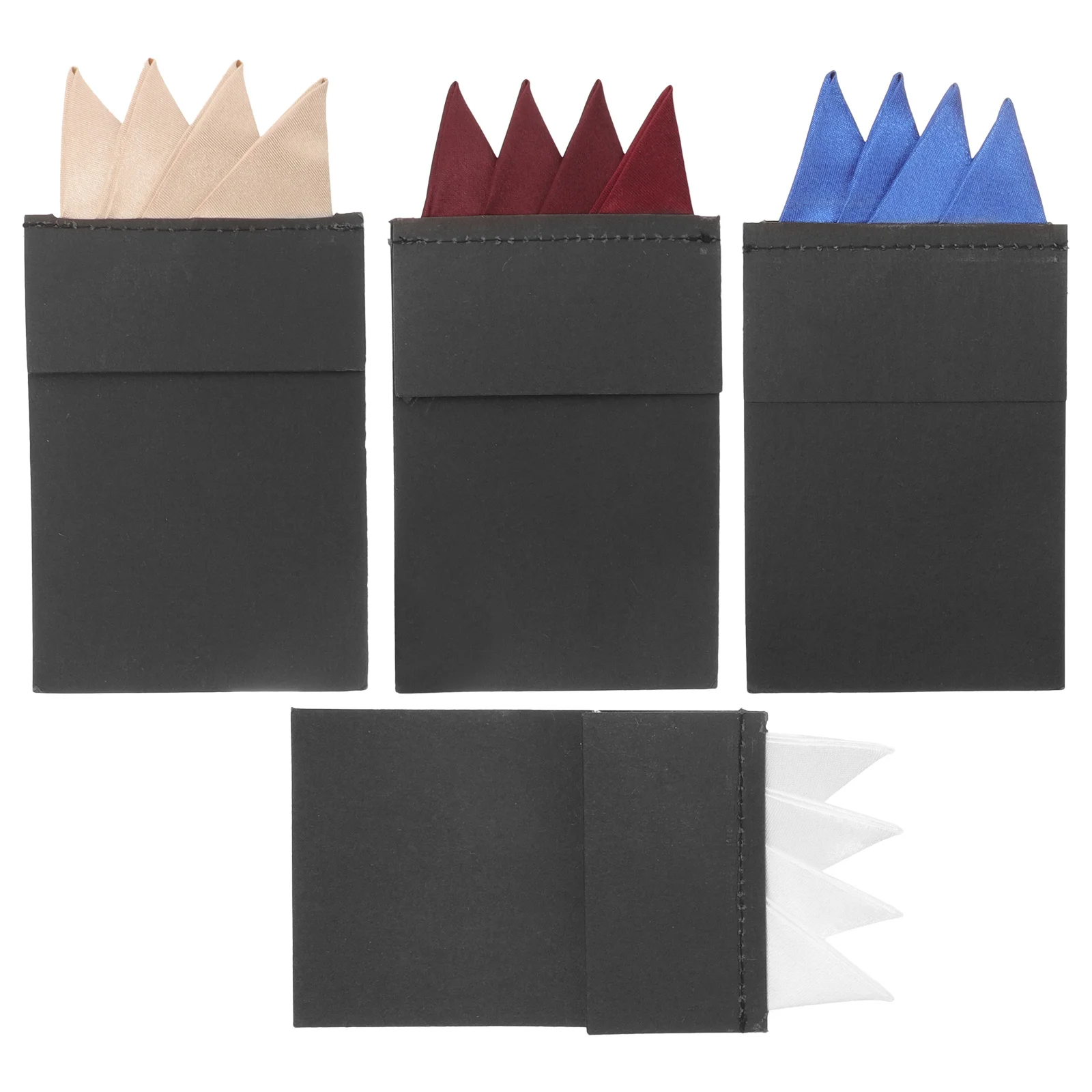 4Pcs Fiber Suit Handkerchief Men's Pocket Square Pre-Folded Dress Accessory for Wedding Party Graduation Decorative