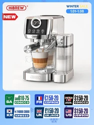 HiBREW-cafetera semiautomática 3 en 1, máquina de café expreso, capuchino, Latte, leche, espuma, café molido, acero inoxidable, H13A