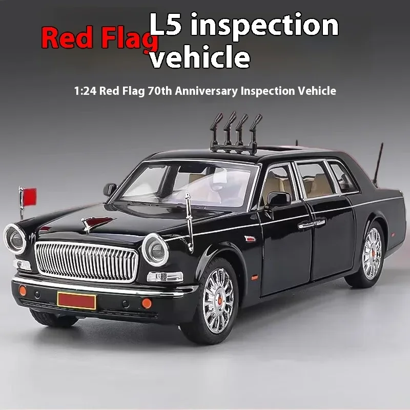 1:24 HONGQI L5 Alloy Limousine Luxy Car Diecast Model 70th Anniversary Parade Car Decorative Trendy Ornaments For Friend Gift