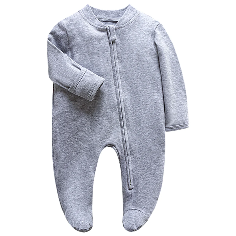 Footed Pajamas for Newborn 0-3 Months Girls and Boys Long Sleeve Sleepwear Zipper Cotton Newborn Baby Clothes