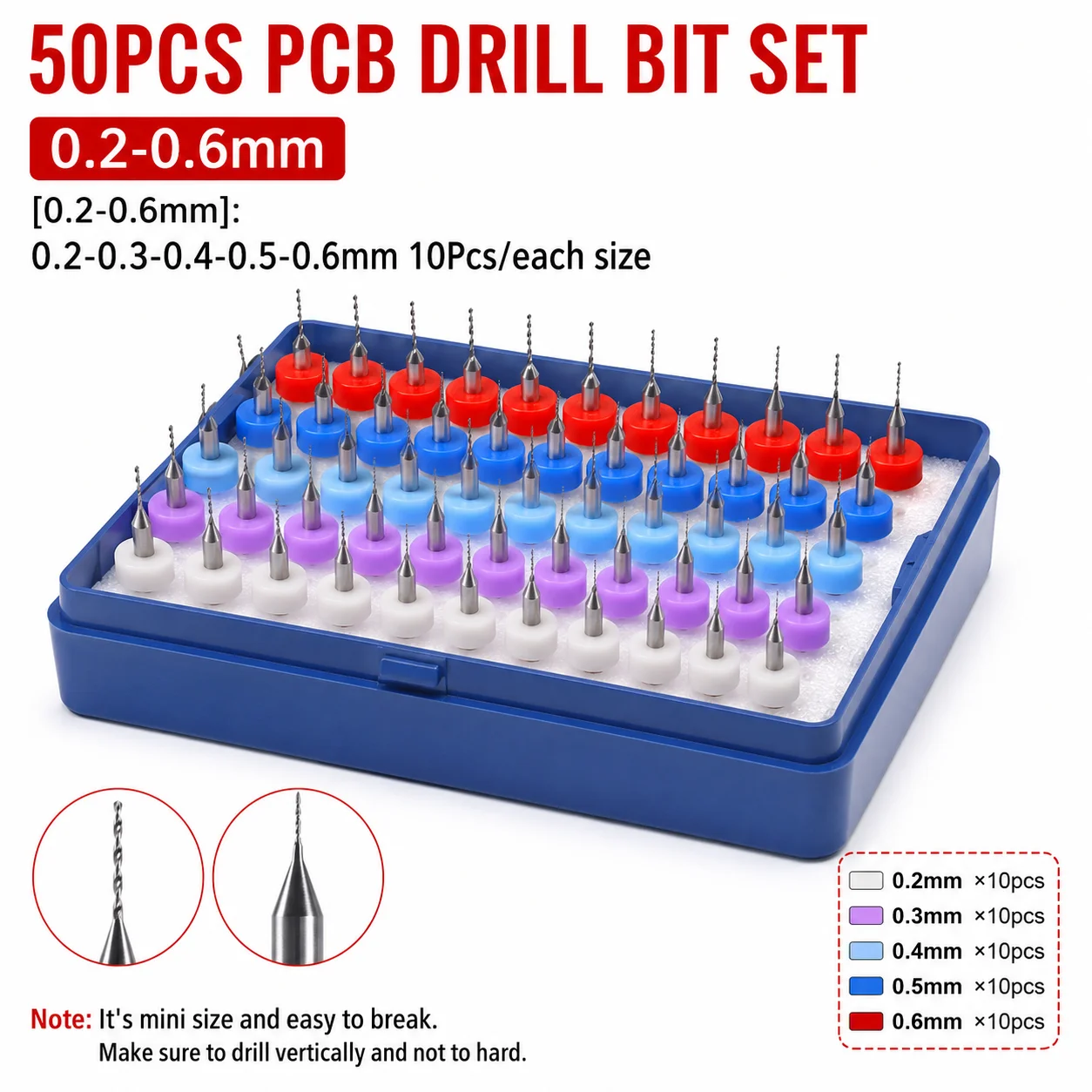 50PCS PCB Drill Bit Set 0.2-1. - огляд і ціна Power Tools Kobalt