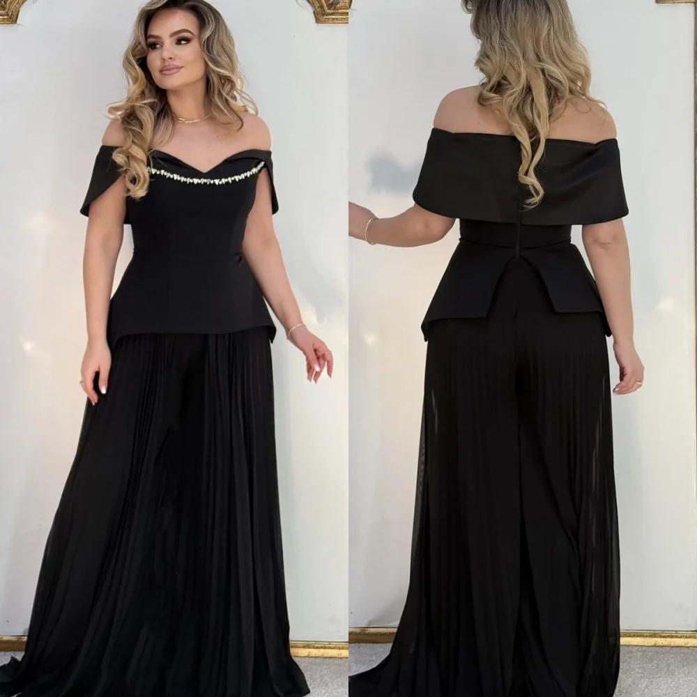 

Customized High Quality Classic Jersey Rhinestone Ruched Straight Off-the-shoulder Long Dresses Bespoke Occasion Dresses Formal
