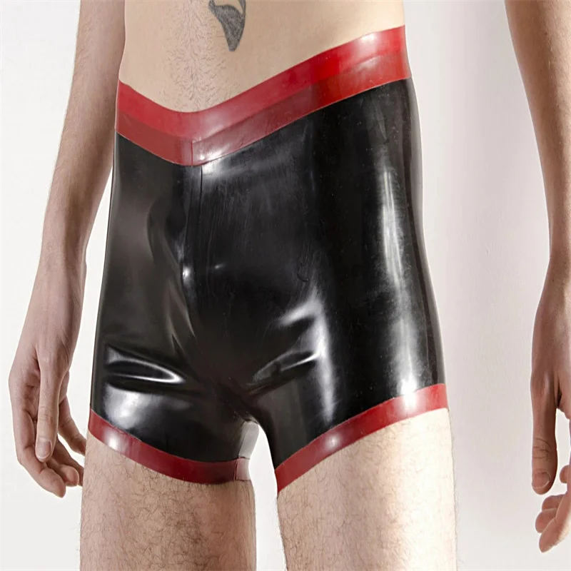 

Latex Panties Handmade Black with Red Trims Rubber Underwear Handmade Sexy Fetish for Men Customize