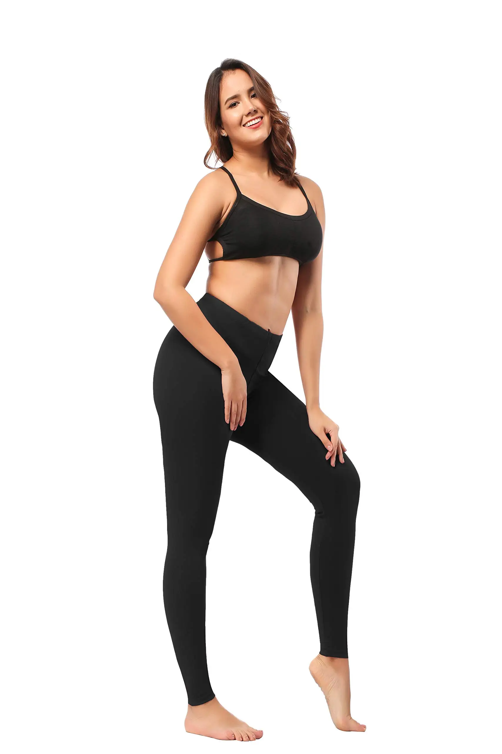 Lot de 7 leggings pour femme, taille basse, contrôle du ventre, amincissant, noir, non transparent, pantalon de yoga, entraînement, course à pied