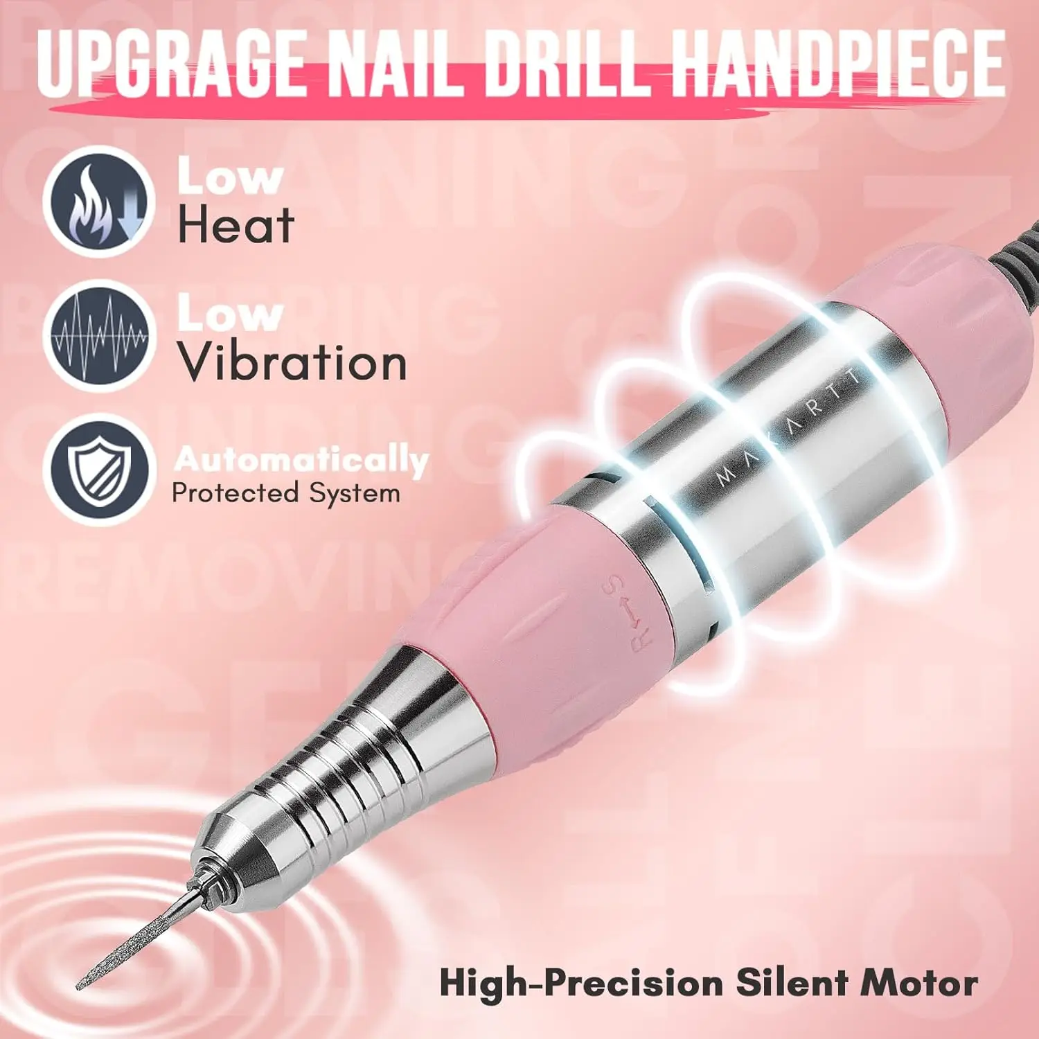 Makartt Nail Drill Portable Electric Nail File Machine Geneviere E File Pink JD700 Professional 30000RPM Manicure Drill