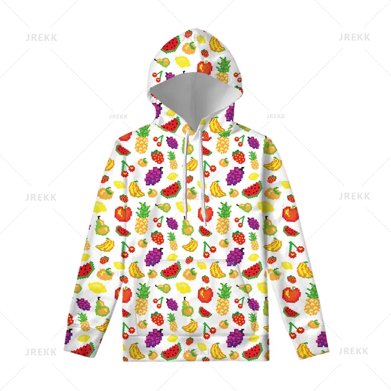 Sudadera con capucha para hombre, prenda de manga larga con estampado 3D de frutas divertidas, ropa de calle de tendencia informal, de gran tamaño, para exteriores