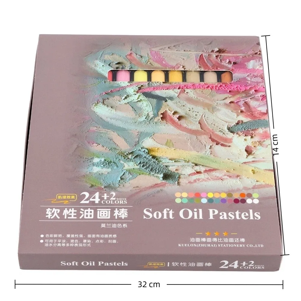 24Colors Suitable for Regular use + 2 White Oil Pastel Set Smooth Soft Crayon Lasting Painting Tool Handcraft Coloring