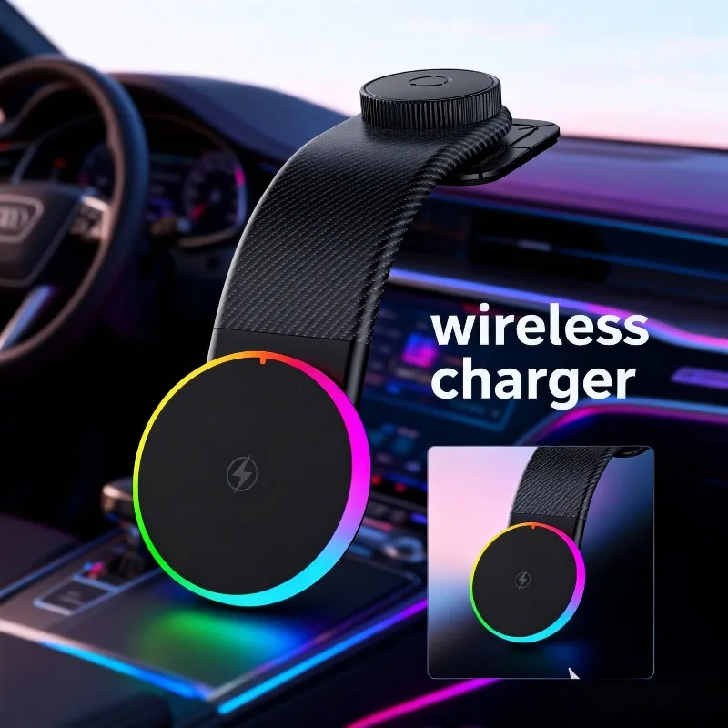 

15W Magnetic Car Wireless Charger Dashboard Phone Holder Self-adhesive Stand For iPhone 17 Samsung Xiaomi Fast Charging Station