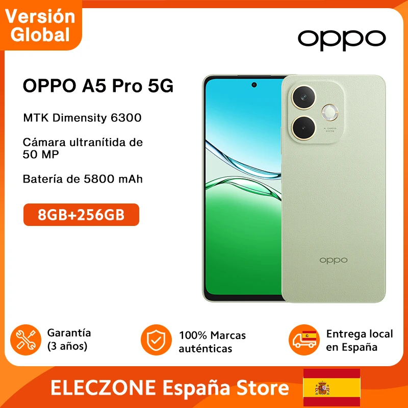 الإصدار العالمي للهاتف الذكي OPPO A5 Pro 5G MediaTek Dimensity 6300 5800mAh بطارية كبيرة 6.67 بوصة 120 هرتز شاشة 50 ميجابكسل كاميرا IP69 مقاومة للماء والغبار #1