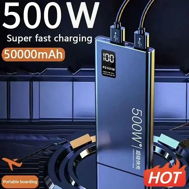 

500W Super Fast Charging Power Bank 50000Amh Power Bank Compact Upgraded Portable Power Bank Suitable for Xiaomi Huawei Samsung