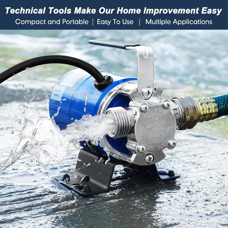 HOME.Waterpomp, 115V 1/10HP 330GPH wateroverdrachtspomp, met AAN/UIT-schakelaar en zuigslangset.