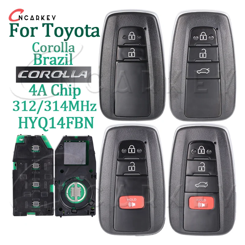 

For Toyota Corolla Board 231451-2000 for Brazil 2019 2020 2021 2022 Car Remote Control Key FCC ID HYQ14FBN 4A Chip 312/314MHz