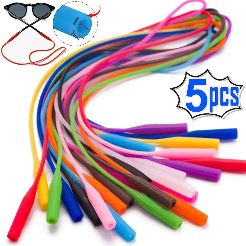 1/5Pcs Sunglasses Chain  Sports Anti-Slip String Glasses Candy Color Elastic Silicone Eyeglasses Straps Ropes Band Cord Holder