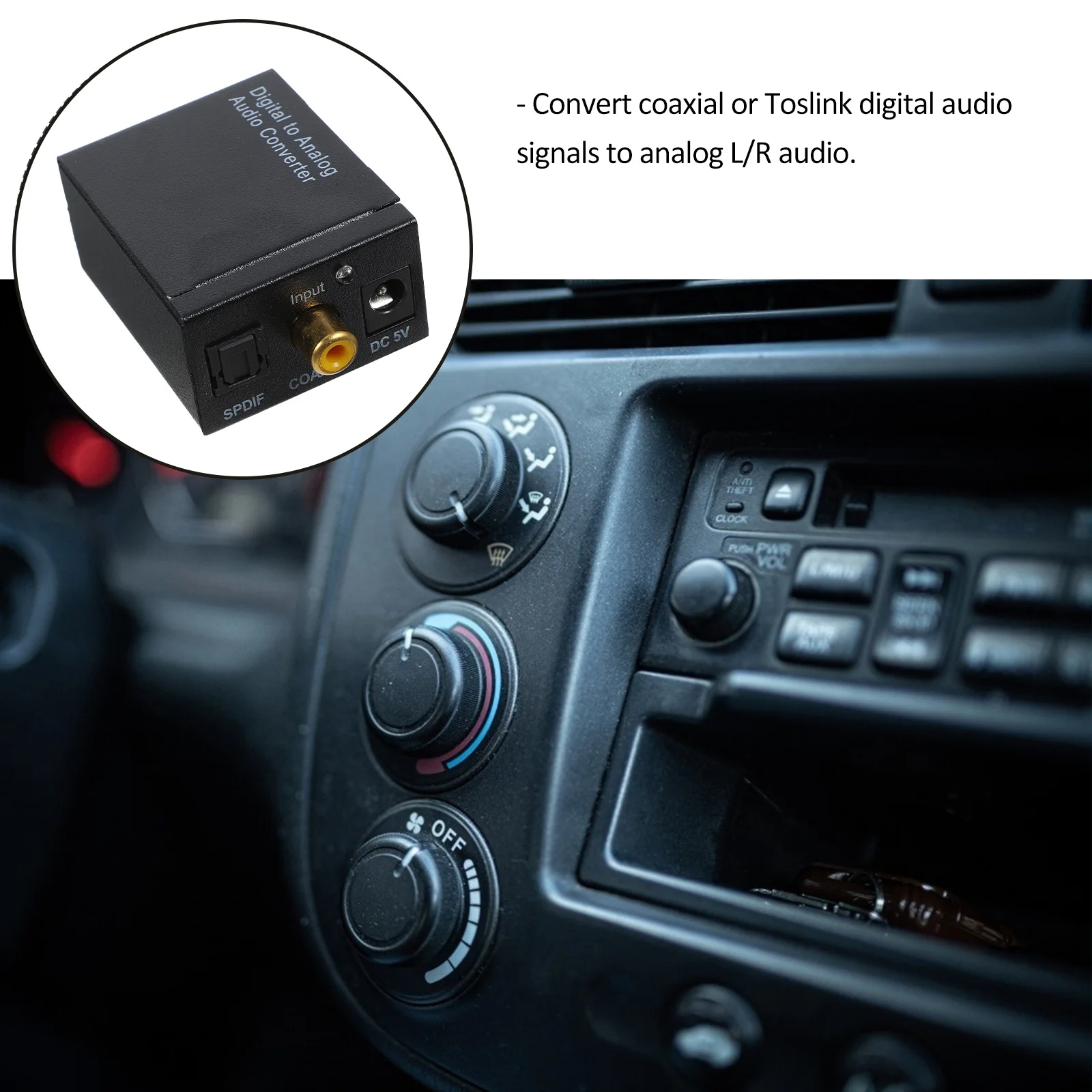 

Digital Signal to Analog Audio Converter Black USB Powered Optical Fiber Cable Audio Switch Box for Player Amplifier High