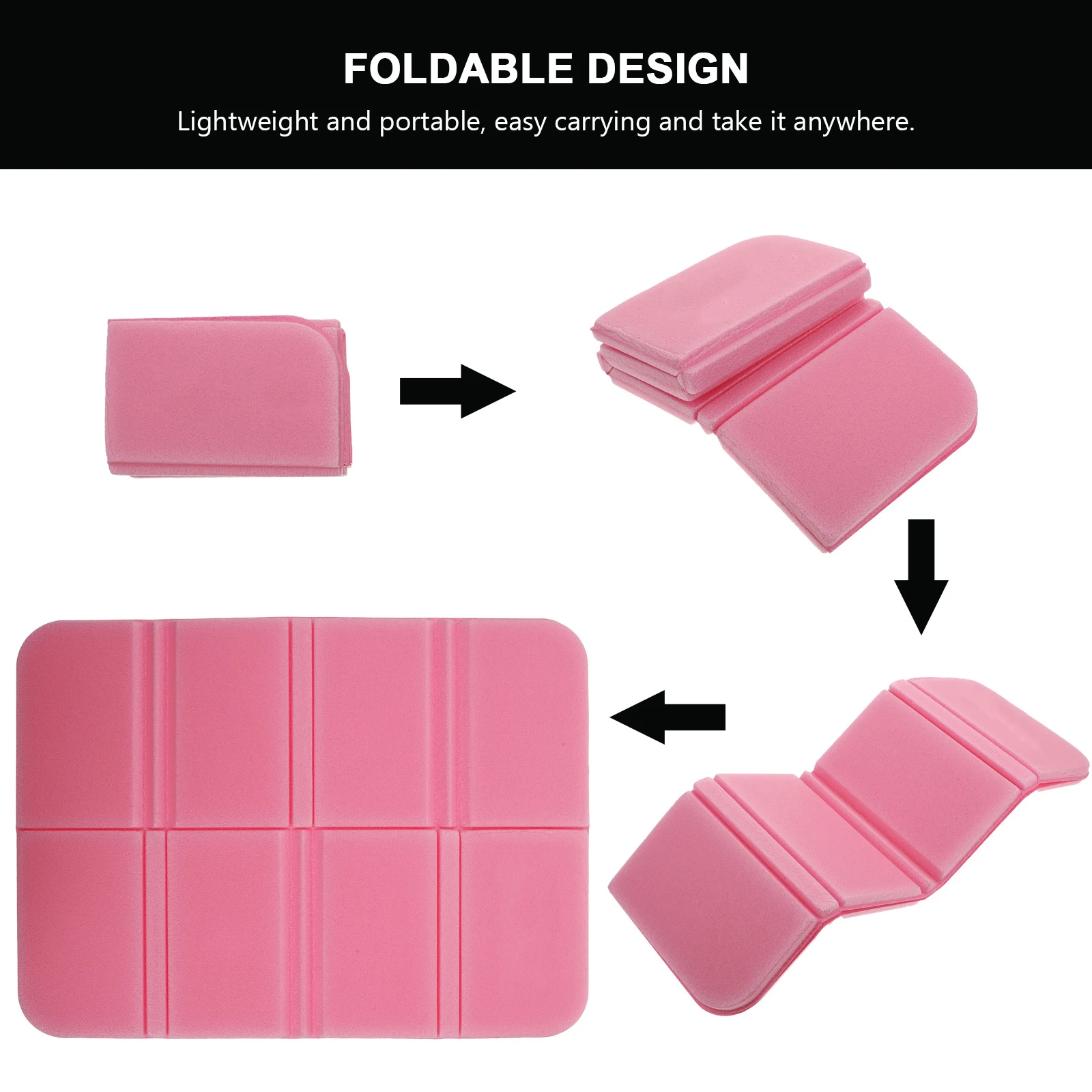 

2 Pcs Pink Foldable Camping Mat Lightweight Portable Beach Picnic Seat Cushion Water-resistant Travel Foam Mats Storage Bag