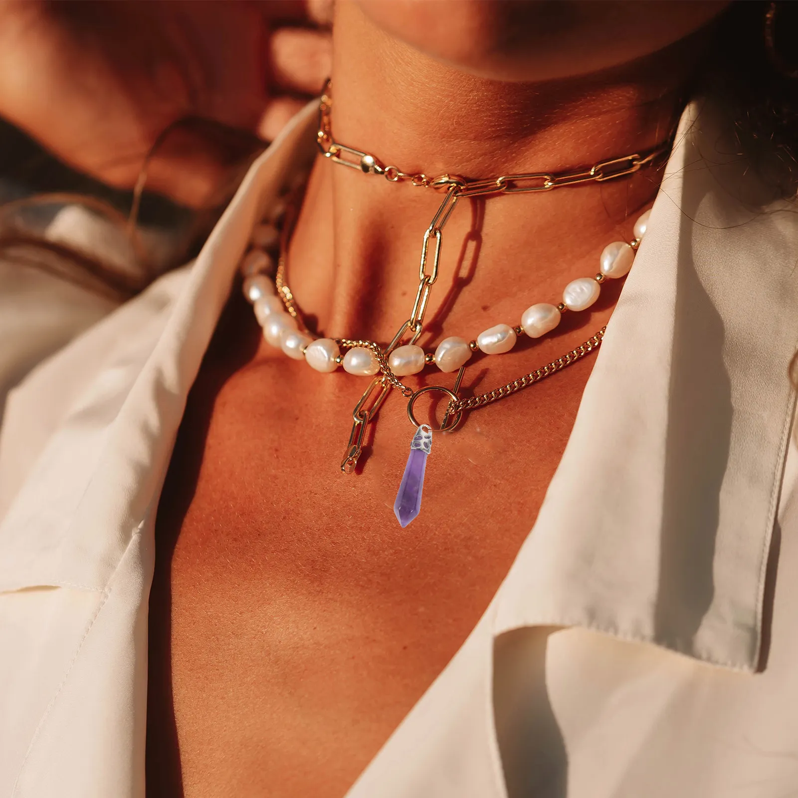 

6Pcs Purple Amethyst Pendant Women Fashion Jewelry Making Supplies DIY Necklace Bracelet Earring Hanging Pendant Craft