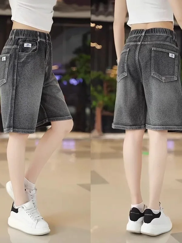 

Новые летние мужские джинсовые брюки, повседневные свободные брюки со звездами, модные джинсы с пятью точками, дышащие, удобные, прямые...