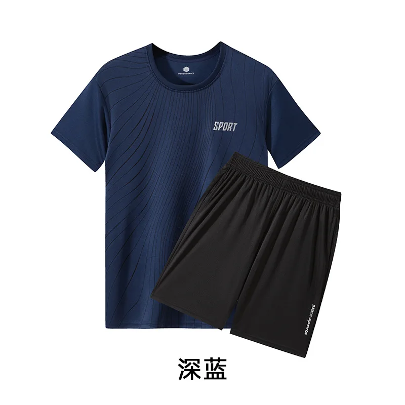 

Men's Loose Fit Running Set 2 Piece Breathable Short Sleeve T Shirt + Shorts Comfortable Gym Clothes Sportswear Men Joggers