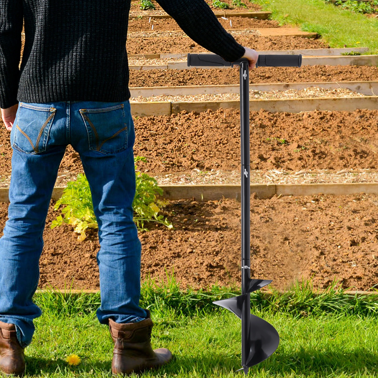 18cm Breiter Handlochbohrer - 85cm Spiraldrill Für Garten, Zaunpfosten & Pflanzen (A3-Stahl) – Detail 5