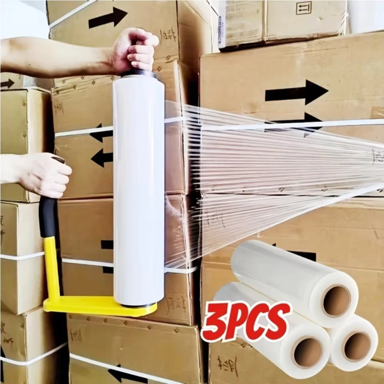 

3pcs Yunming stretch film, 45cm * 360m, 3 rolls, industrial heavy-duty shrink packaging, packaging supplies, Yunming adsorption