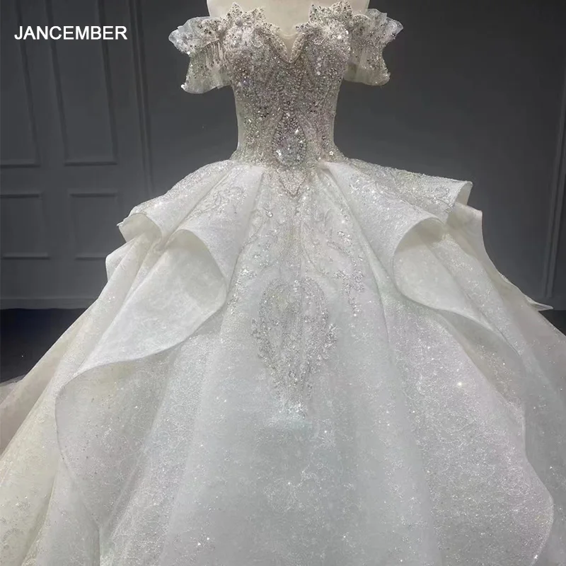 Jancember-Robe de Mariée Longueur au Sol pour Femme, Romantique, Vente Flash, 2024