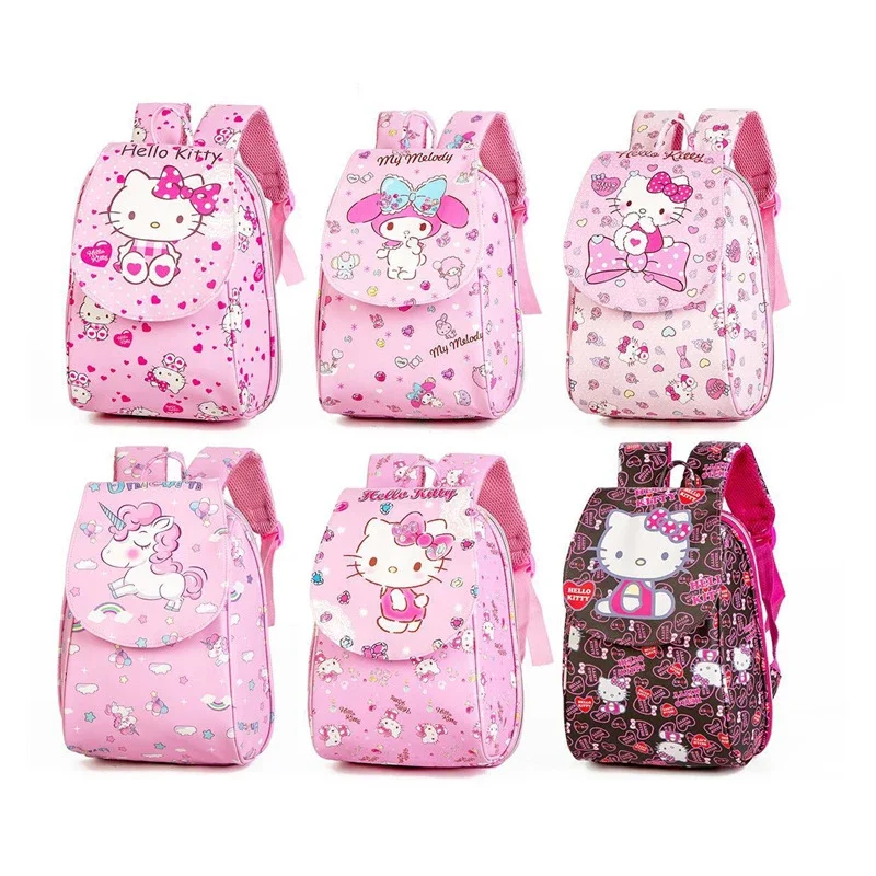 

Hello Kitty Kids Backpack Girls My Melody Corner Creature Schoolbag Student Children Bag PU Leather Backpack Light Kids Bags