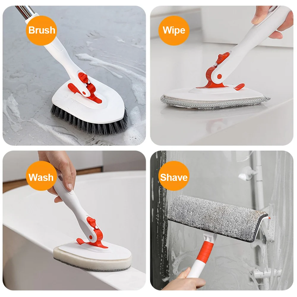 133CM Long Handle Cleaning brush For Bahtroom Windows Car 3-In-1 Shower Cleaner Brush For household Cleaning tools