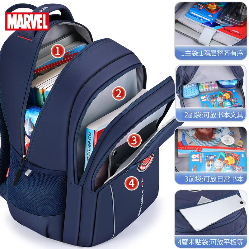 Disney New School Bags For Boys Grade 3-6 Primary Student Shoulder Orthopedic Backpack Spider Man Captain America Mochilas