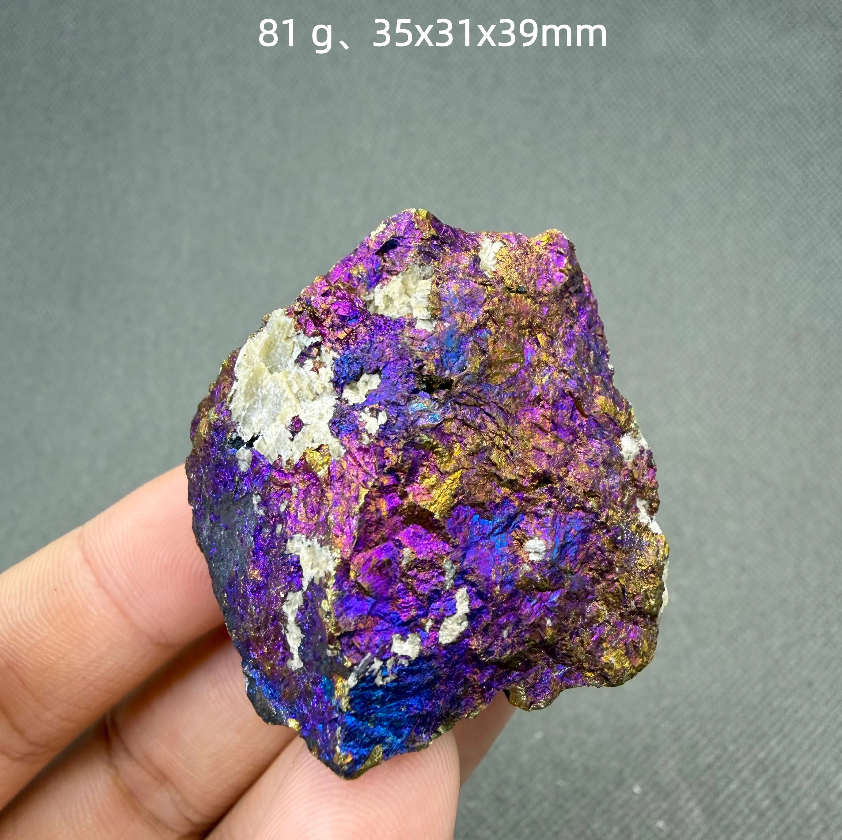 Bild 7: Seltener Bornit Natürlicher Kupfer-Mineralprobenexemplar Schillernder Regenbogen-Kristallcluster