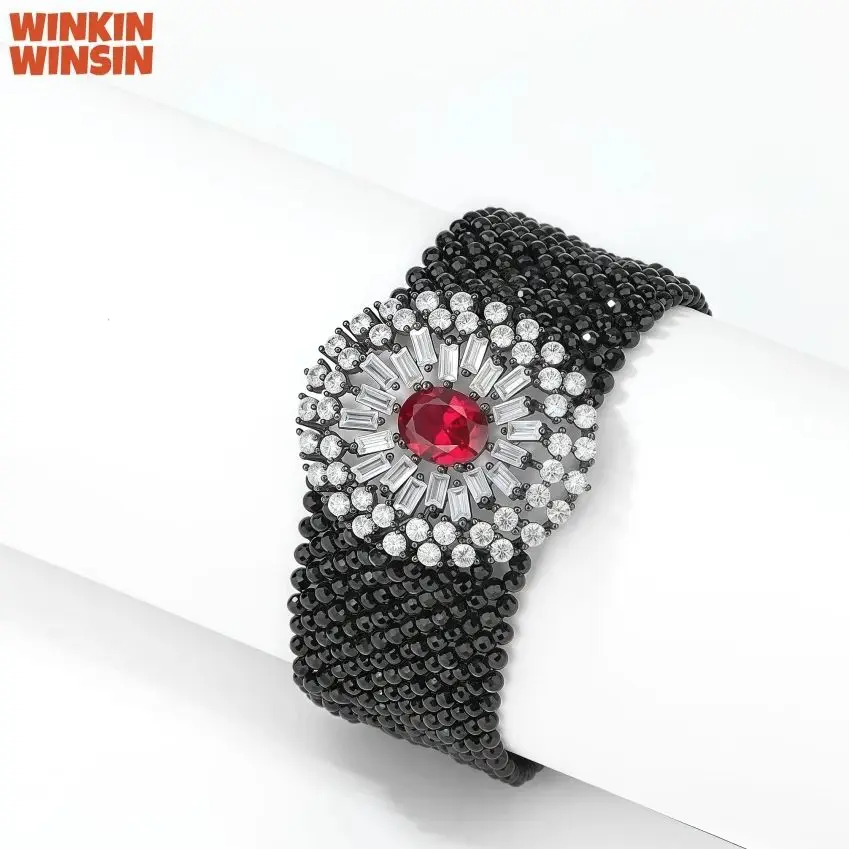 

WINKIN WINSIN Brand MST Lab Grown Gemstones Crystal Multi-layer Bangle Bracelet 925 Sterling Silver Bracelets Jewelry