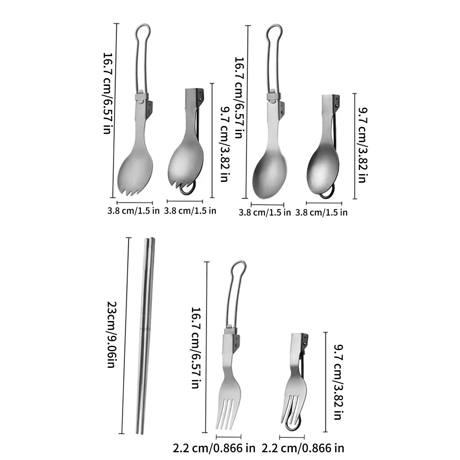 4PCS/Set Portable Outdoor Camping Picnic Foldable Stainless Steel Cutlery Set Spoon Fork Chopsticks Tableware Outdoor Travel view 6