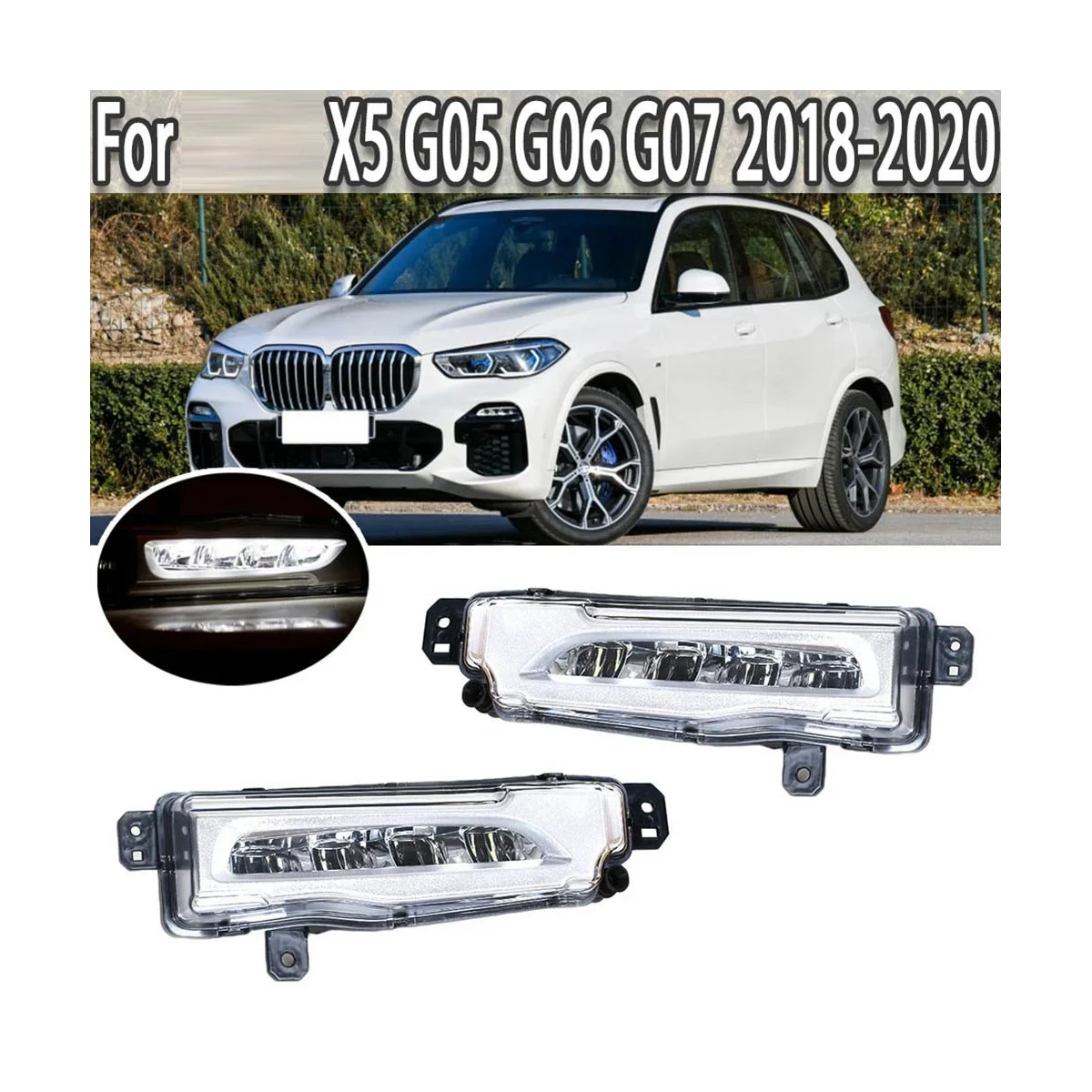 Car Front Fog Light Lamp LED Daytime Running Light for X5 X6 X7 G05 G06 G07 2018-2020 63177406365 63177406366