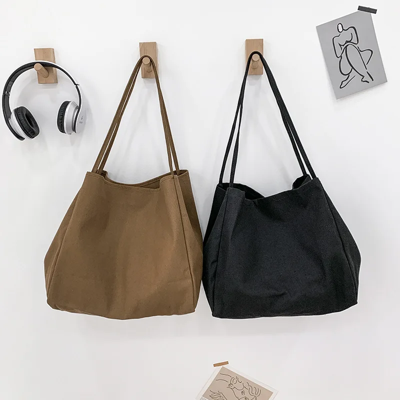 

Casual Tote Bags Large Capacity Canvas Shopper High Quality Eco Reusable Grocery Handbag For Women Travel Shoulder Bags