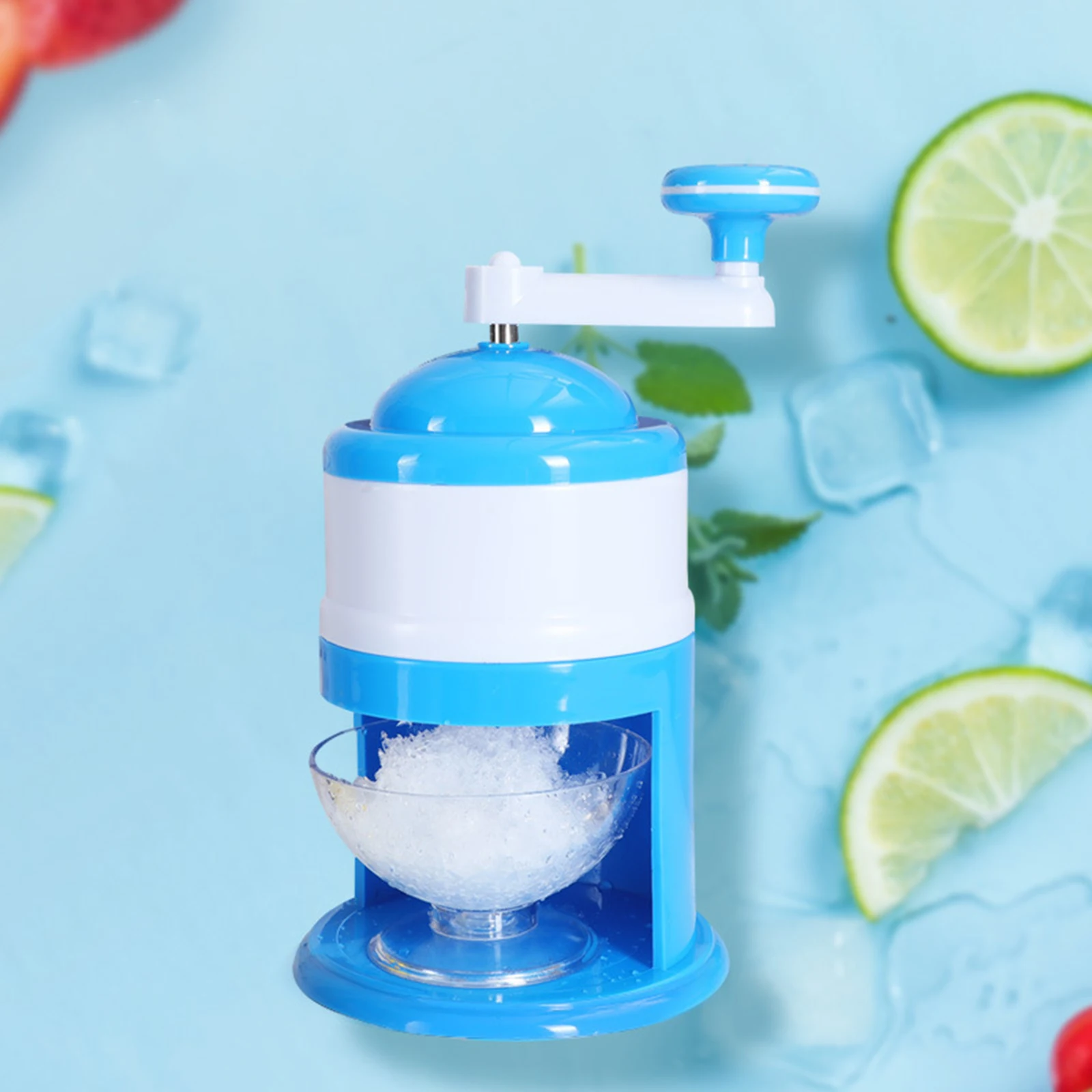 Manual Ice Crusher Portable Mini Hand Shaved Ice Machine Crushed Ice Maker with Ice Cube Tray for Kitchen Restaurants Bars Cafe