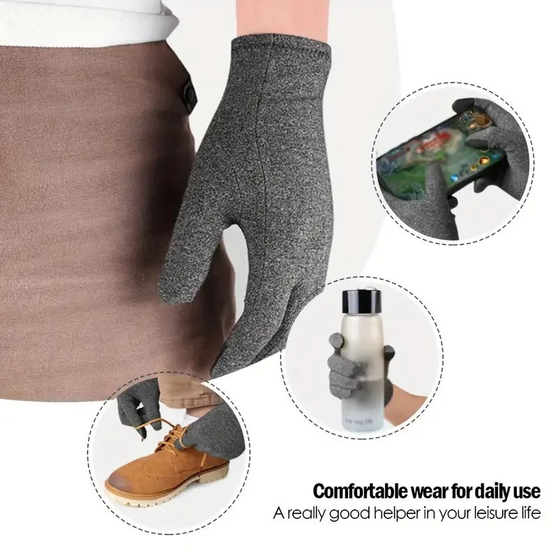 1Pair Unisex Compression Arthritis Gloves, Touch Screen Full Finger Gloves, Compression Gloves, For Therapy, Rehabilitation