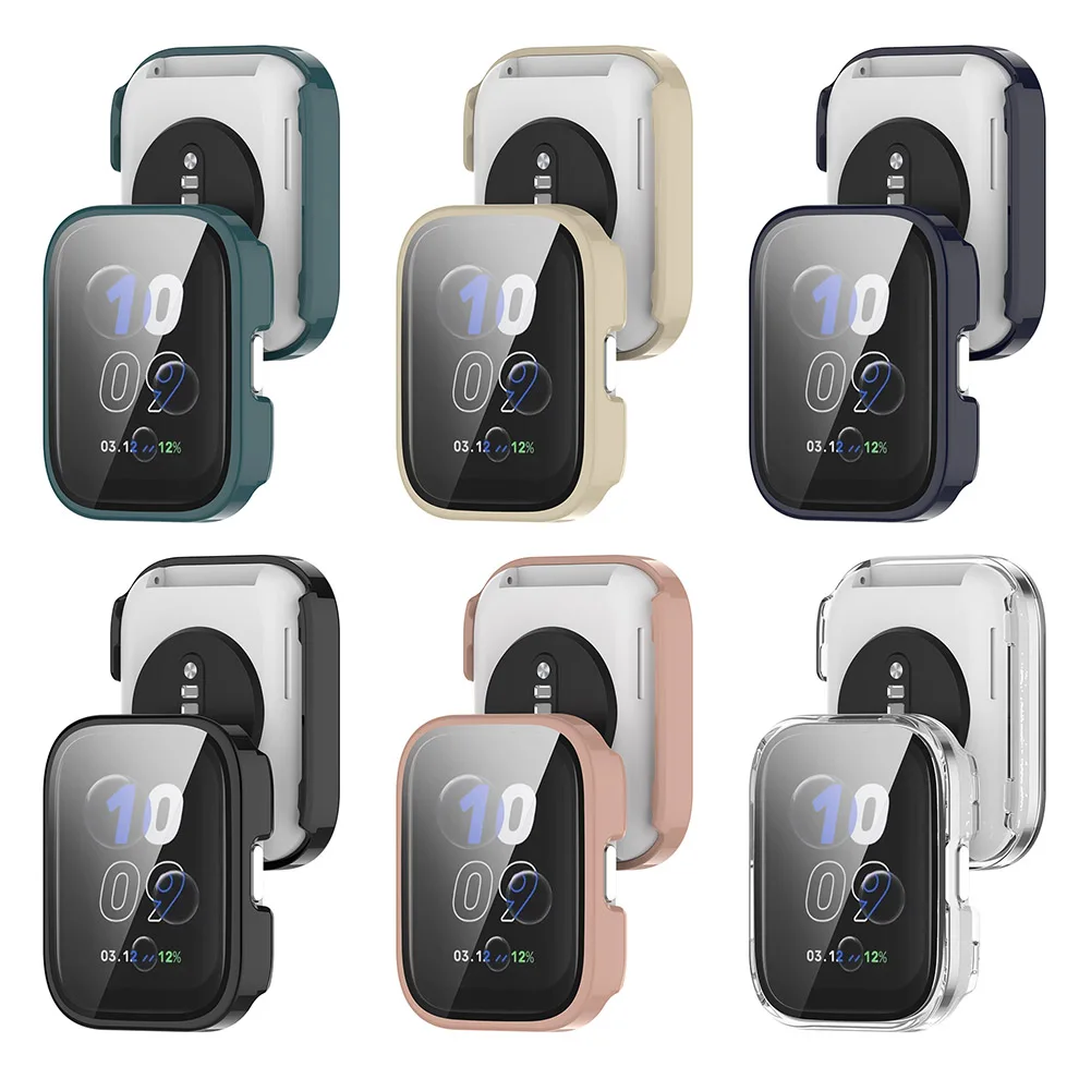 Glass Case All-around Protective Cover Screen Protector Hard PC Bumper & Tempered Glass Film for Amazfit Bip 5 Unity Accessories