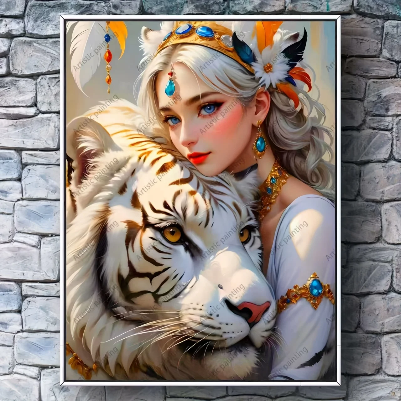 白虎を持つプリンセス アート ジグソーパズル 大人向け ファンタジー テーマ 知的ゲーム ホームレジャー 装飾パズル おもちゃ