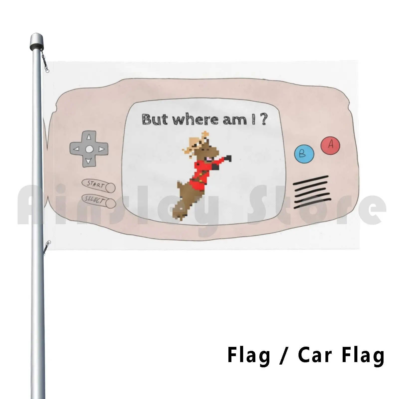 Game Console With A Canadian Mounted Police Deer Outdoor Decor Flag Car Flag Gameboy Game Geek Nerd