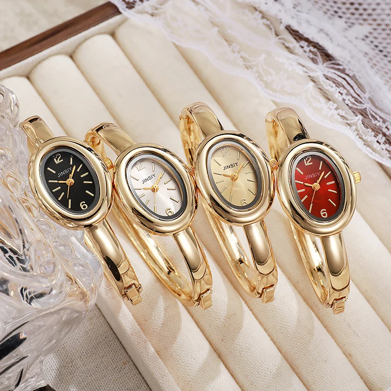 

Luxury Gifts Gold Quartz Watch Famous Brand Women Bracelet Watches Fashion Oval Bathtub Shaped Wristwatches Dropshipping Clock