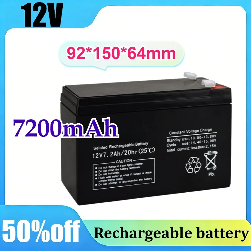 

12V 7.2Ah Standby Backup Lead Acid Battery Maintenance-Free for UPS, Solar System, Emergency Lighting, Security Alarm