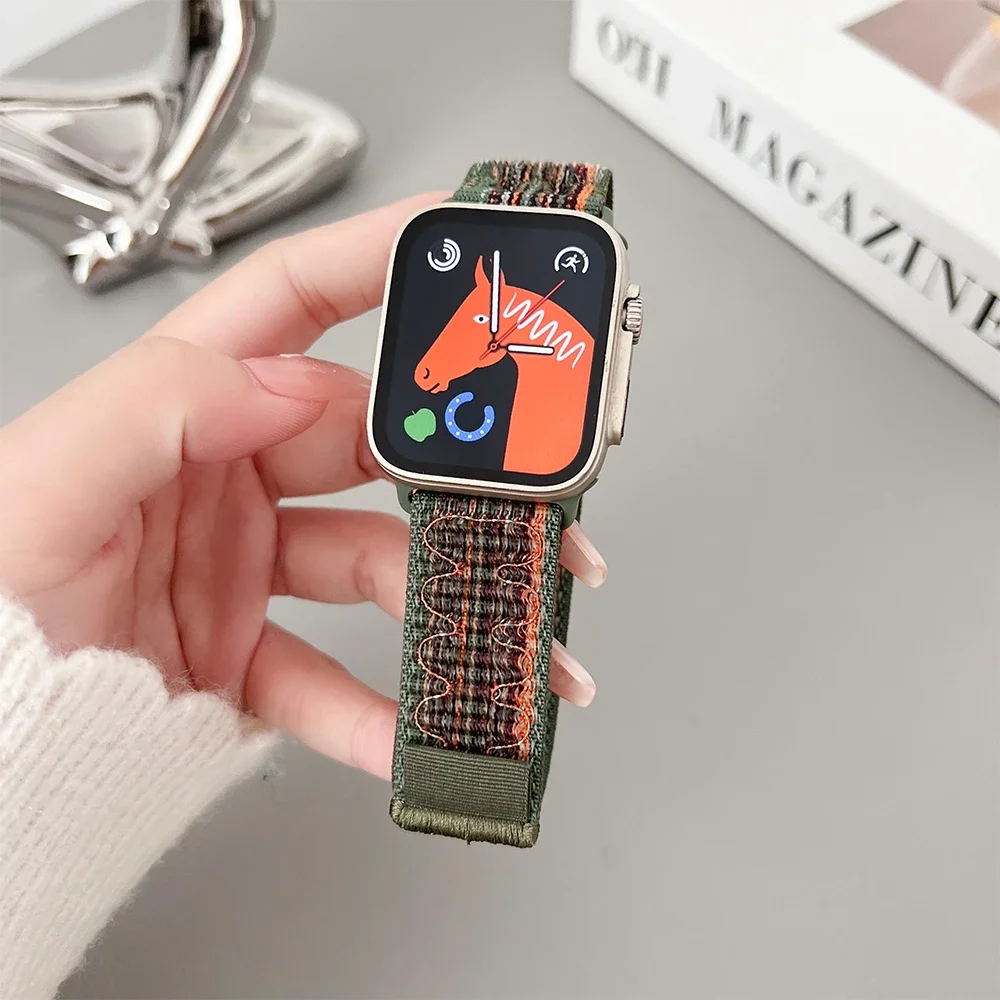 Nylon Loop Sport Strap for Apple Watch Band 49mm 45mm 44mm 41mm 38 42mm Bracelet for Nike iWatch 9 8 7 6 5 SE Ultra 2 Watchband