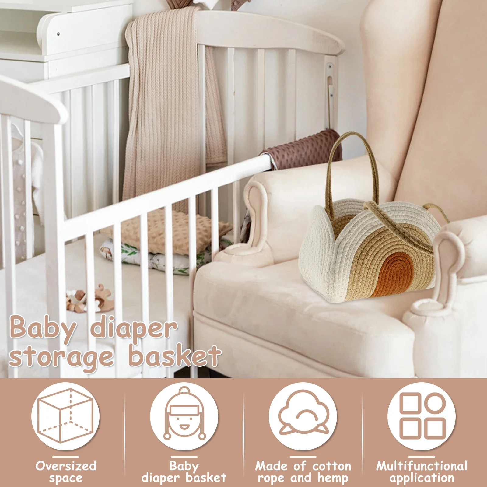 Baby Diaper Caddy Bag Portable Mommy Storage Tote Bag Large Capacity Baby Diaper Replacement Stroller Accessorie view 5