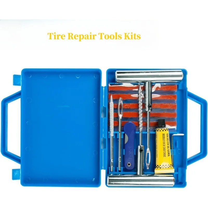 Heavy Duty Tire Repair Kit with Plugs, 12Pc Flat Tire Fix Puncture Repair - Easy Carry Tire Plug Kits for Cars Truck, Motorcycle
