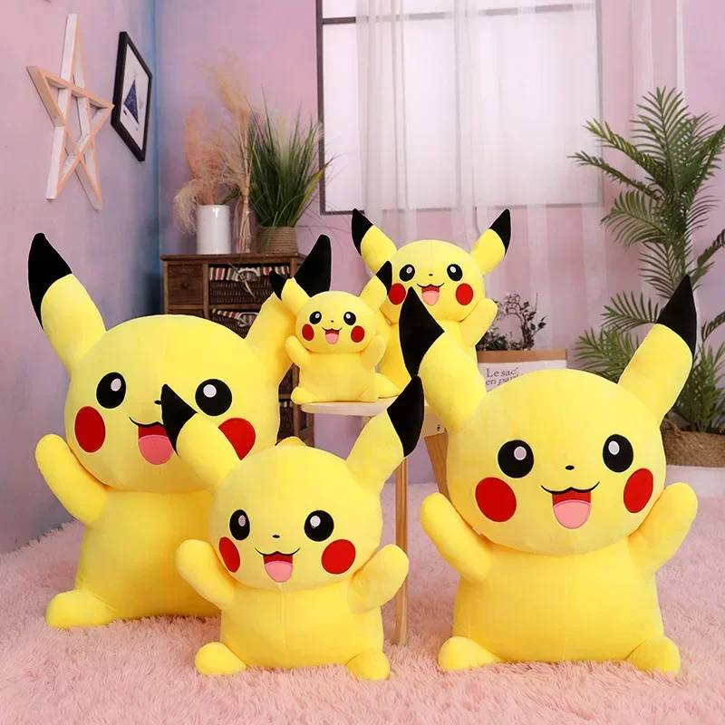 80cm Big Size Pokemon Pikachu Plush Doll Japanese Anime Cute Naughty Pikachu Children\'s Collection Toys Christmas Birthday Gifts