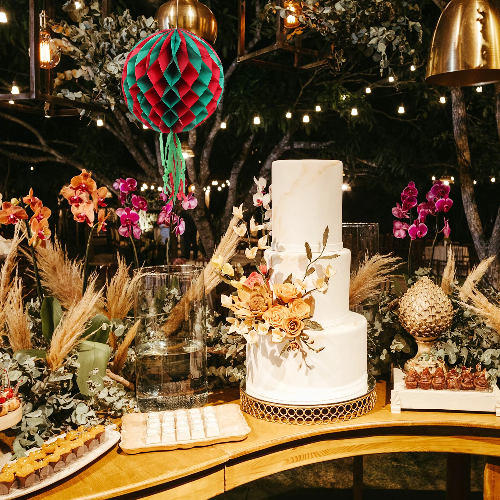 

Festival Party Decoration Honeycomb Ball Pendant Lightweight Foldable Paper Craft Adorn for Ceiling Photo Props and Home Events