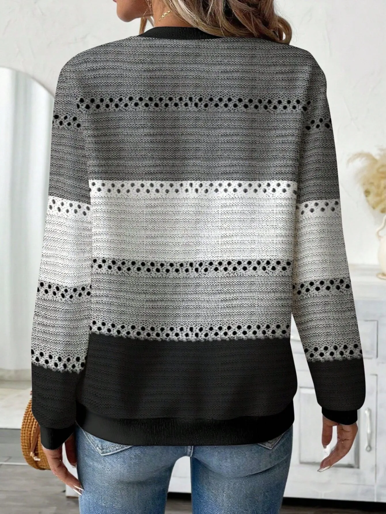 Casual Zipper Hoodie with Regular Fit Mid Length Japanese Korean Casual Digital Print Long Sleeve Striped Spring Women Hoodie